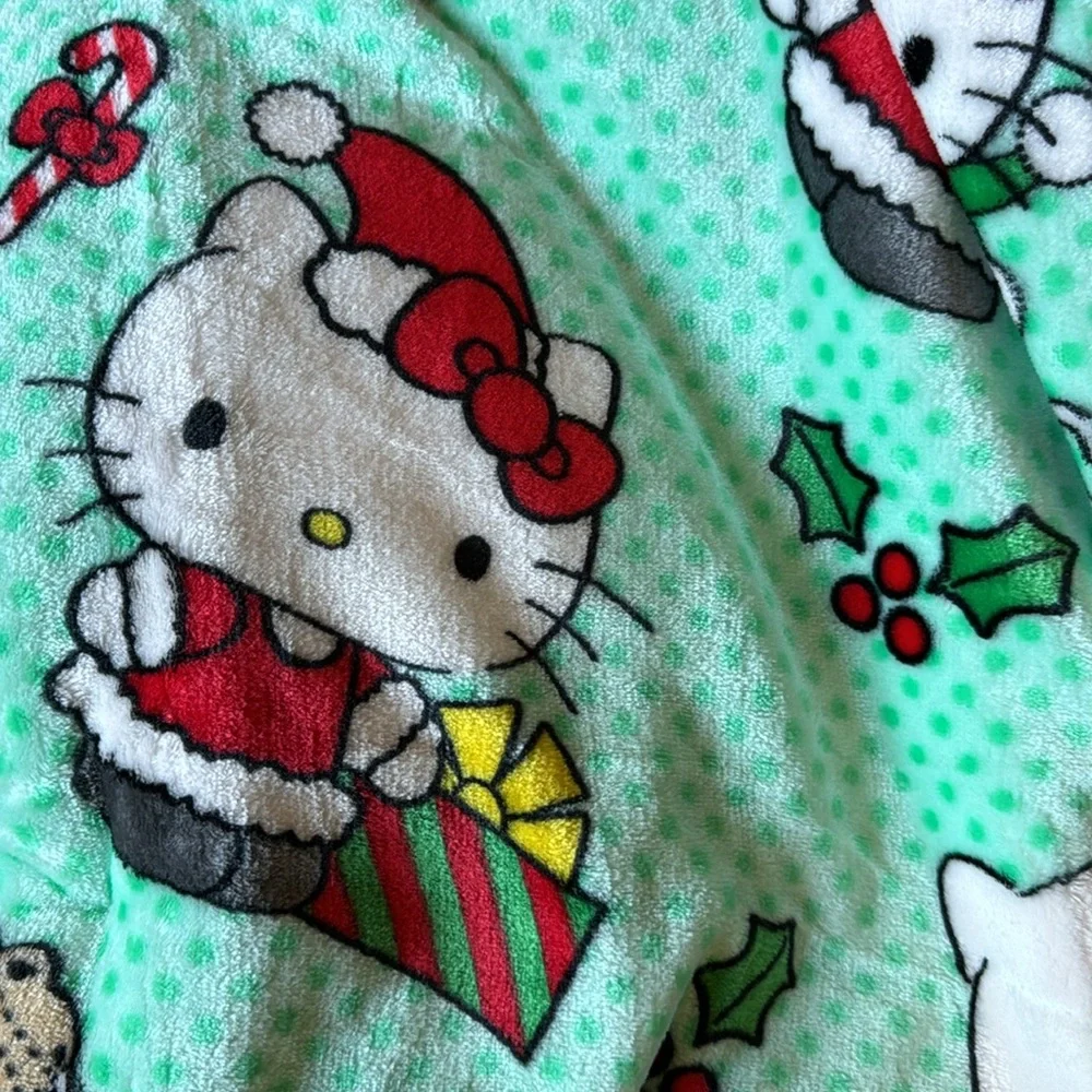 Hello Kitty Christmas Blanket 60x70 Teddy Bear Santa Holiday Throw NWT Soft Plus